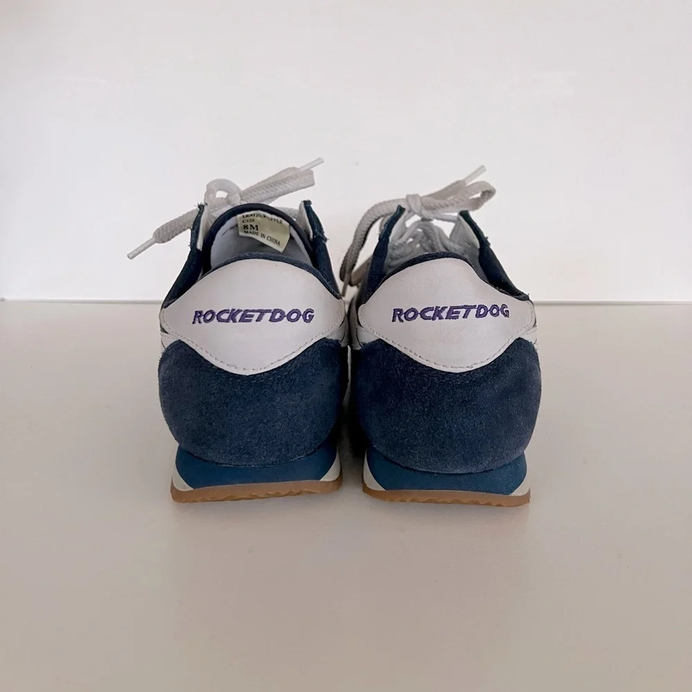 Rocket Dog Women’s Navy/White Suede Leather Athletic Sneakers, 8M